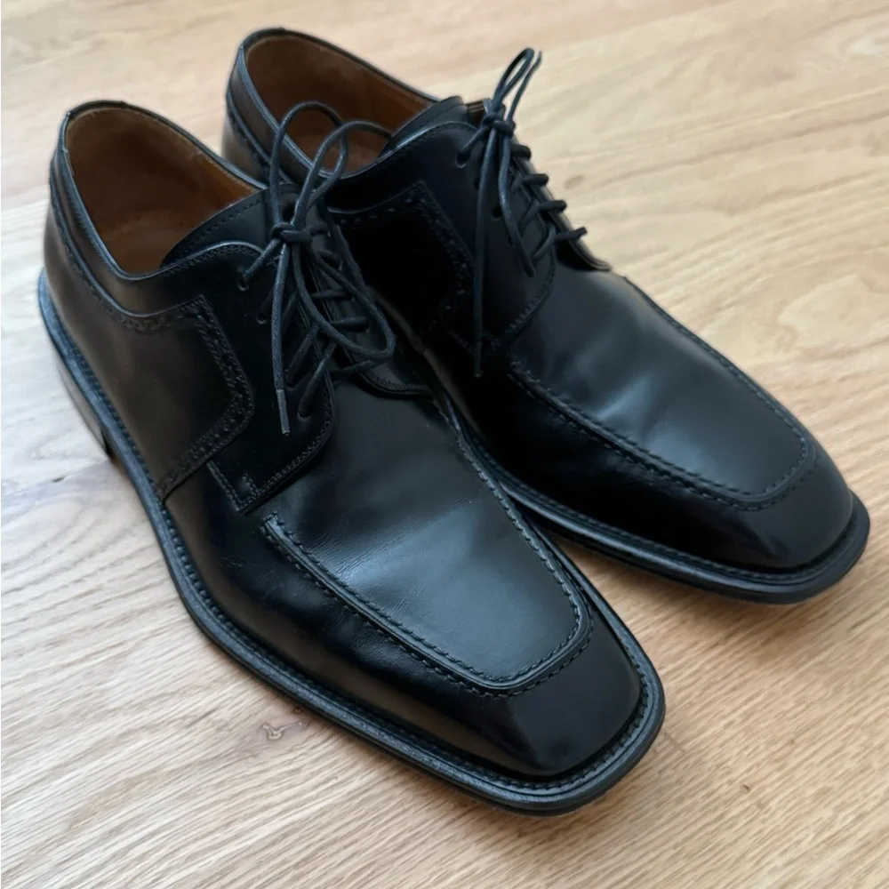 Magnanni Leather Oxford Dress Shoes Lace Up Square Toe Black Derby Men’s US 8 M